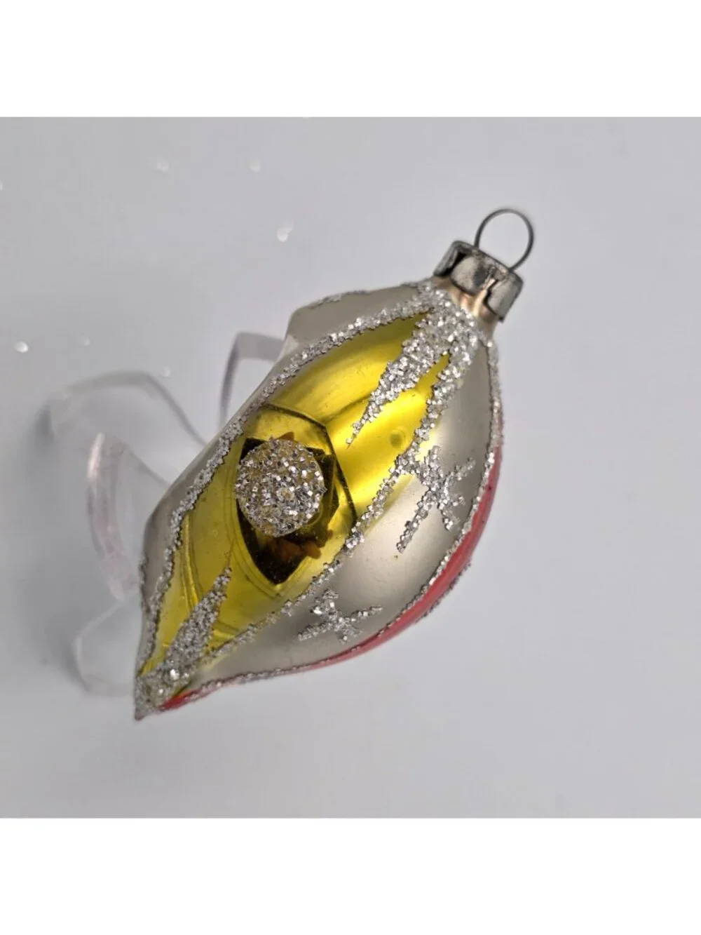 Reflector Indent Glass Ornament Teardrop Stripe Dots Orange Purple Christmas 3